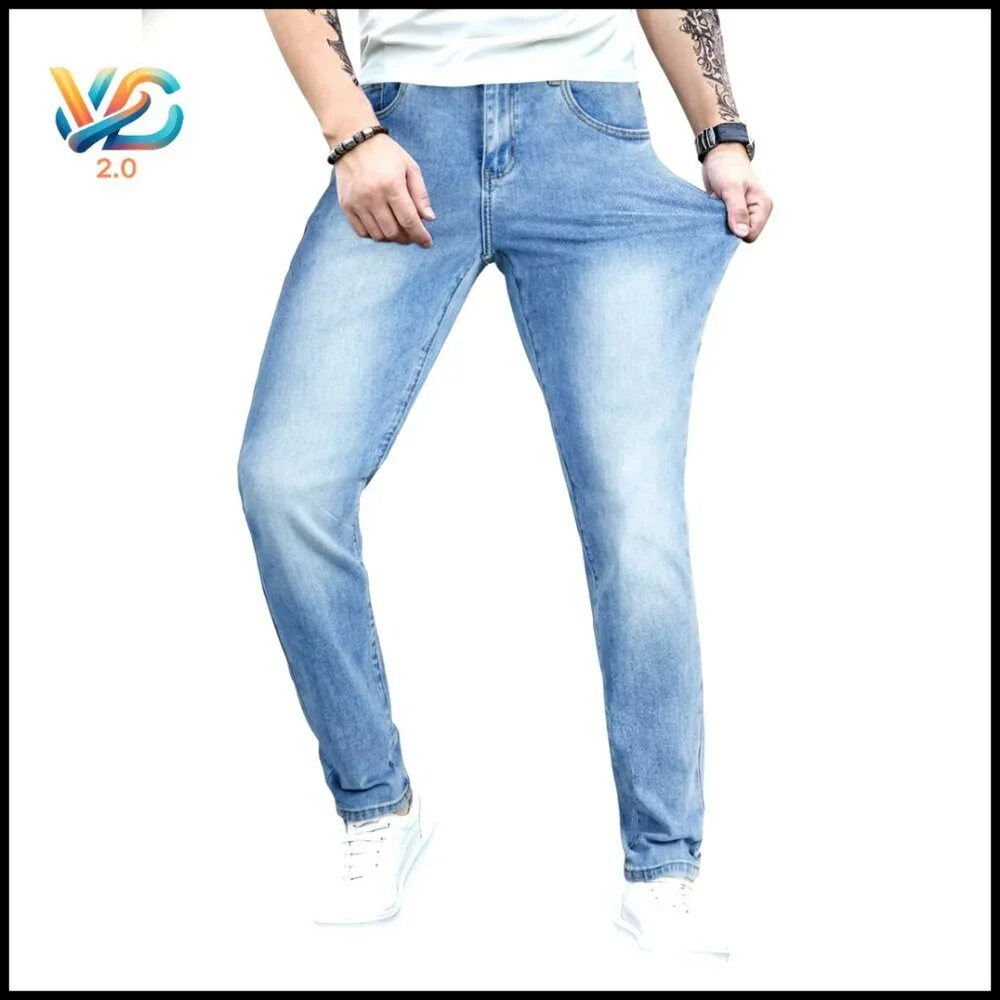 Slim Fit Stretch Tapered Skinny Jeans Comfort Flexible Denim Pants Classic‎